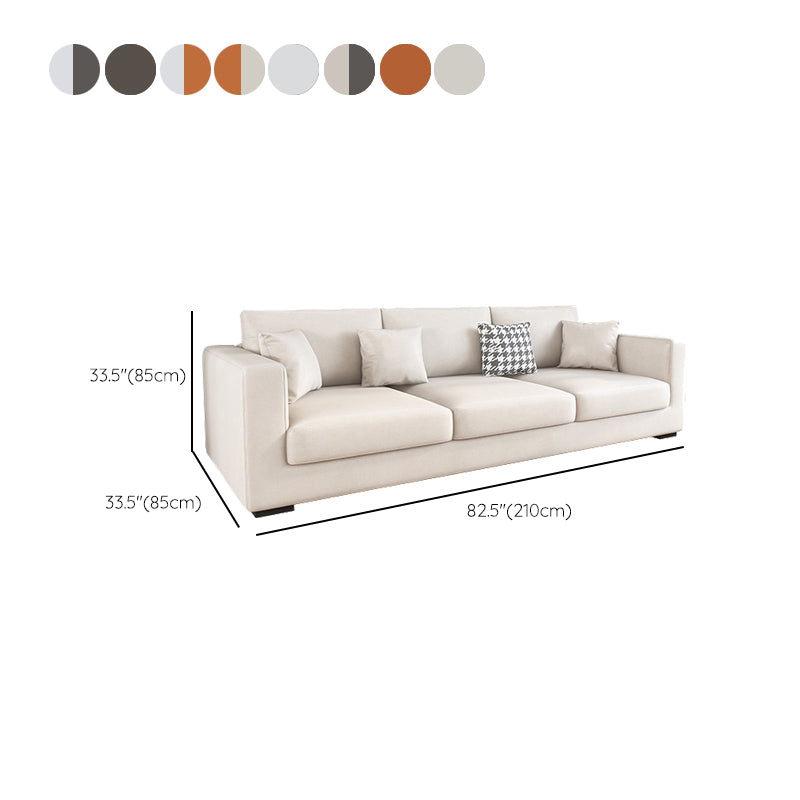 Modern 33.46" H Faux Leather 3-Seater Square Arm Sofa for Living Room
