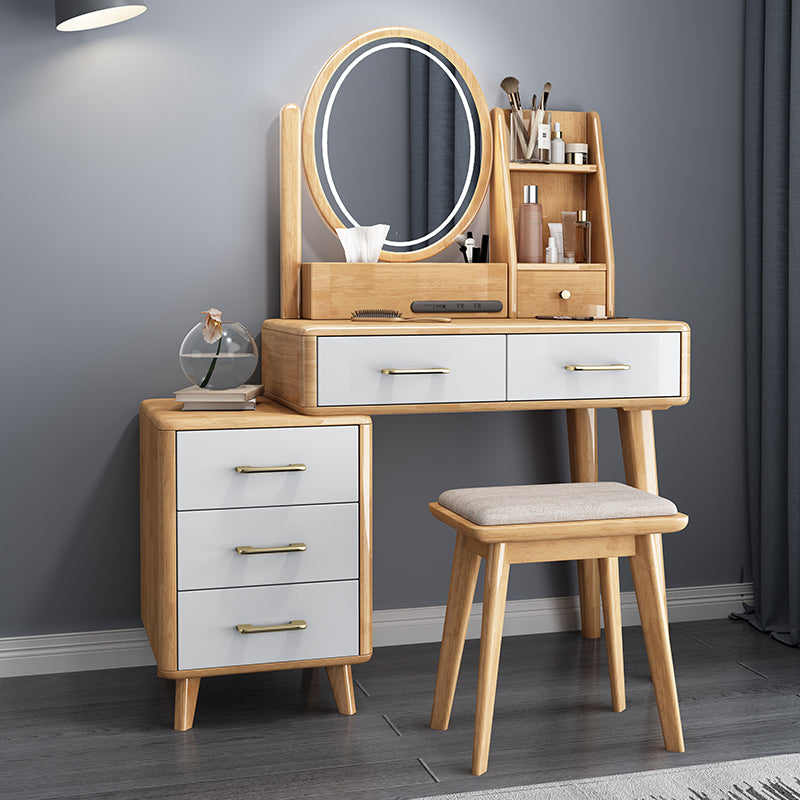 Make-up Vanity Standing Solid Wood 5 Storage Drawers Contemporary