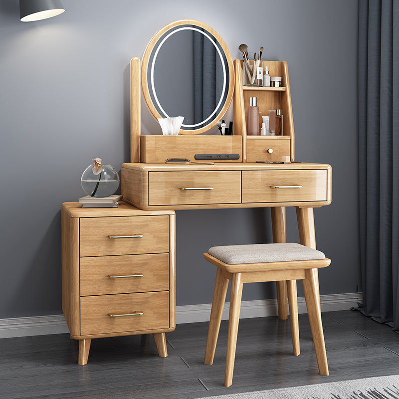 Make-up Vanity Standing Solid Wood 5 Storage Drawers Contemporary