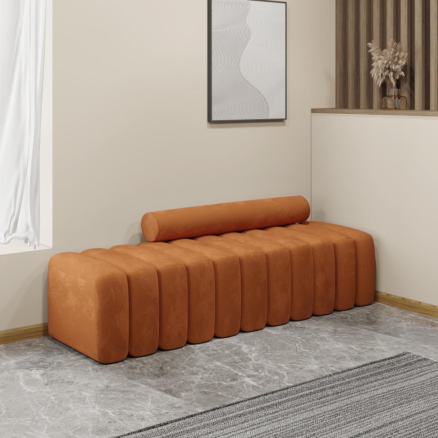 Contemporary Solid Color Velvet / Wool Armless Sofa for Living Room