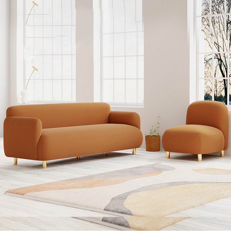 Faux Leather Sofa 27.55" H Recessed Arm Sofa for Living Room