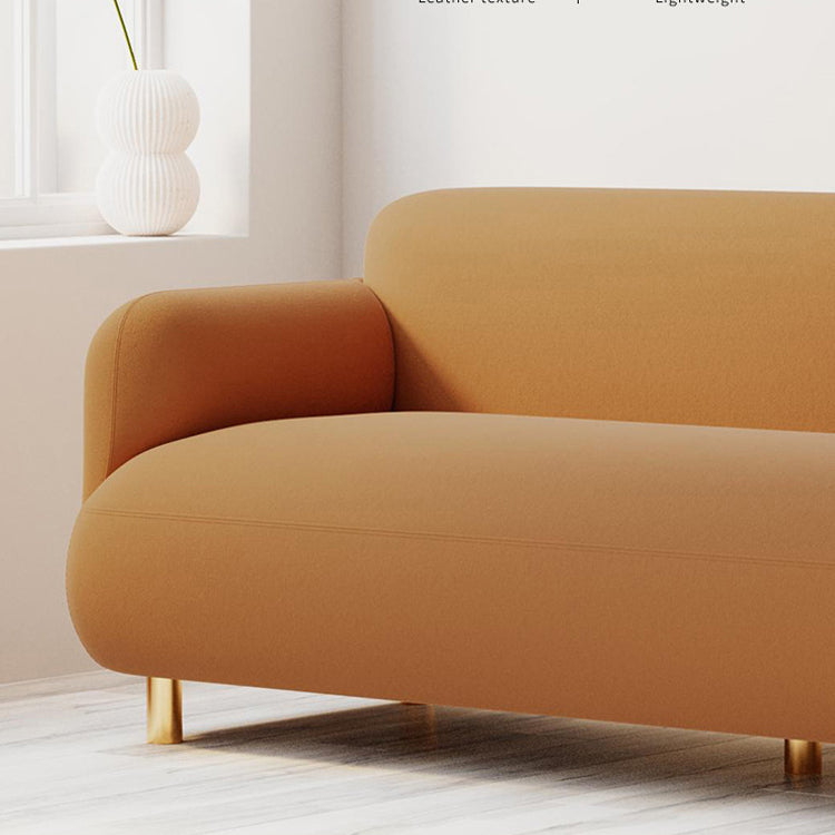 Faux Leather Sofa 27.55" H Recessed Arm Sofa for Living Room