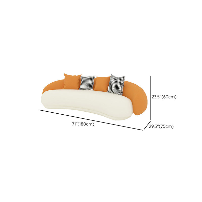 Modern 23.62" H Faux Leather Slope Arm Curved Sofa for Living Room