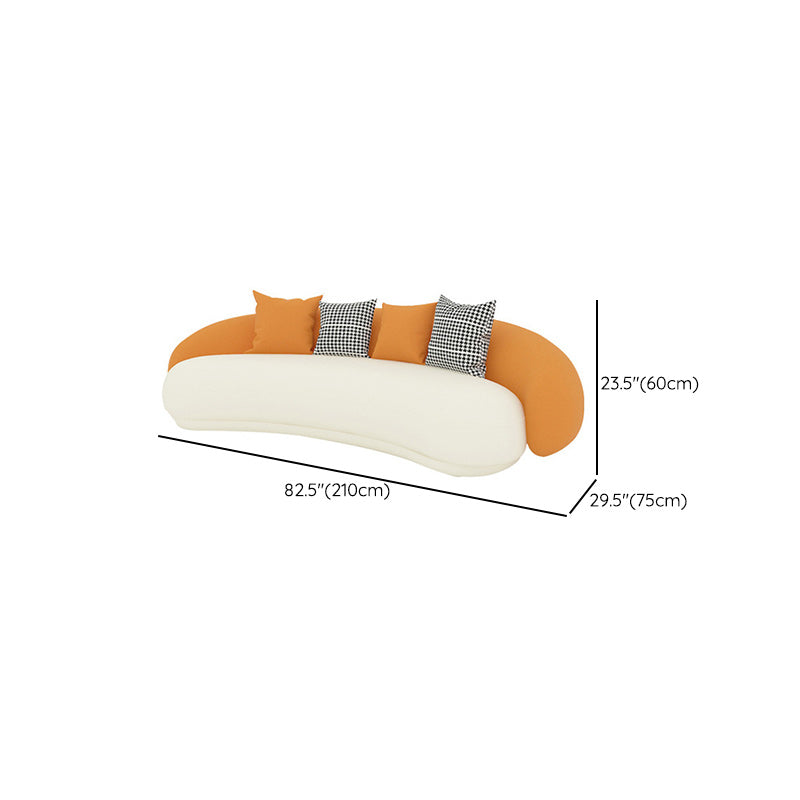 Modern 23.62" H Faux Leather Slope Arm Curved Sofa for Living Room