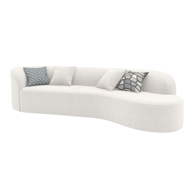 Modern 27.55" H White Wool Tuxedo Arm Curved Sofa for Living Room