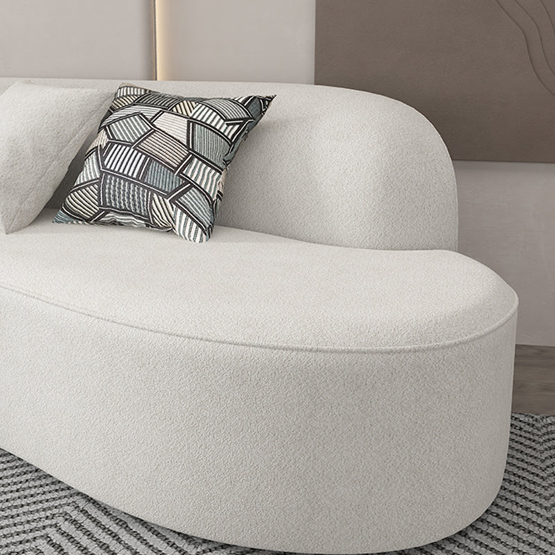Modern 27.55" H White Wool Tuxedo Arm Curved Sofa for Living Room
