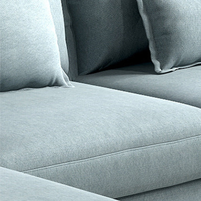 Square Arm Sectional Nordic 4-seater Fabric Sectional with Bolster Pillows