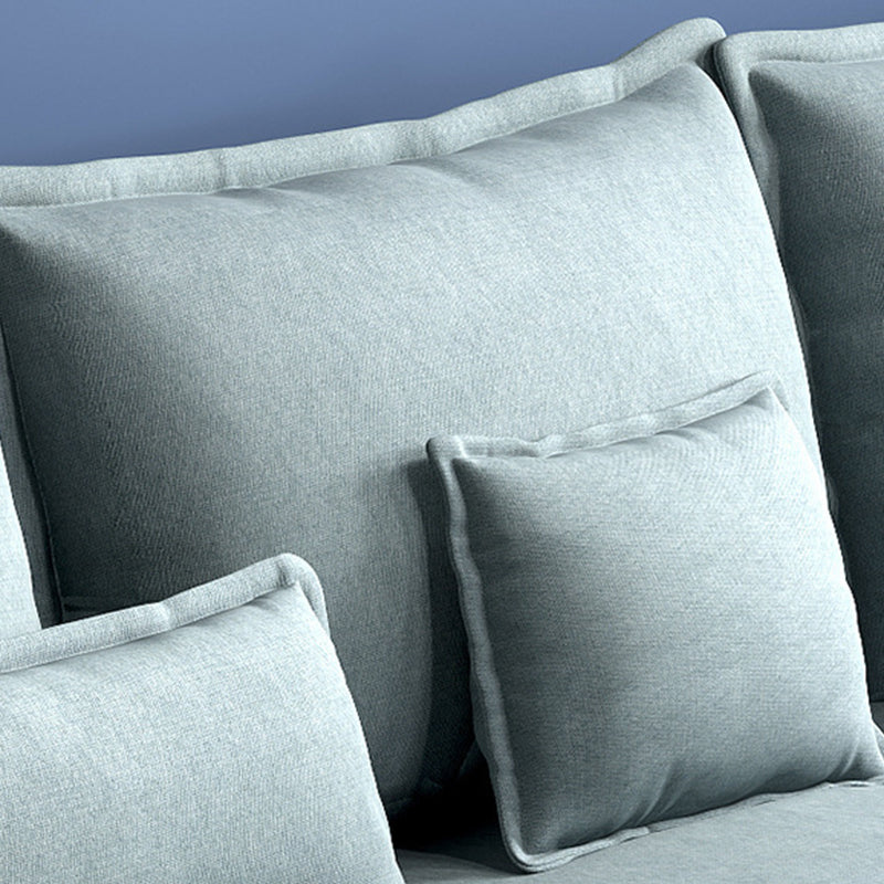 Square Arm Sectional Nordic 4-seater Fabric Sectional with Bolster Pillows