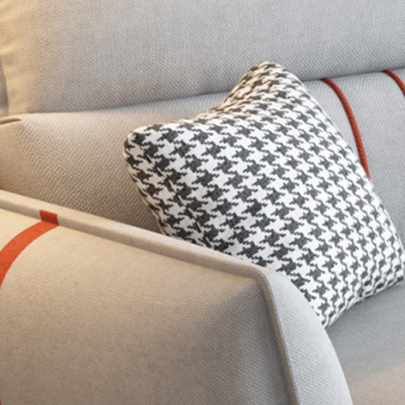 Flared Arm Sectional Sofa Modern 4-seater Fabric Sectional in Grey