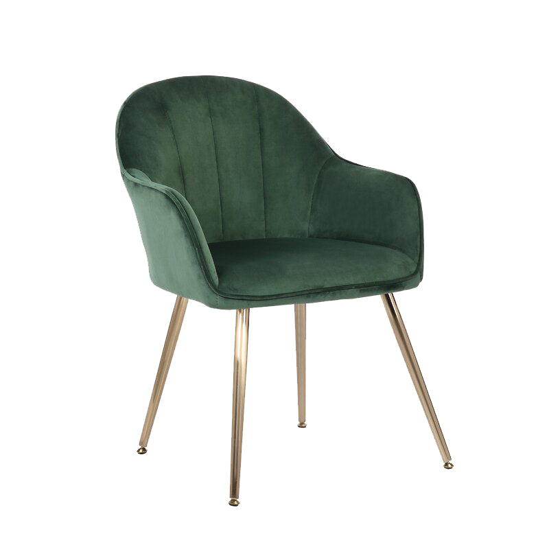 Modern Style Cloth Overturning Armrest Sewn Pillow Back Metal Arm Chair