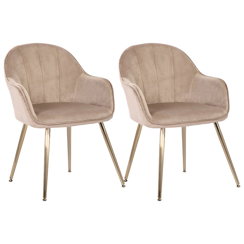 Modern Style Cloth Overturning Armrest Sewn Pillow Back Metal Arm Chair