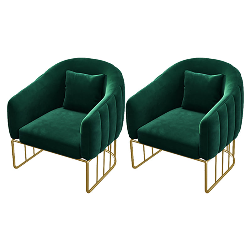 Velvet Arm Chair Sloped Arms Accent Chair with Basic Four Leg