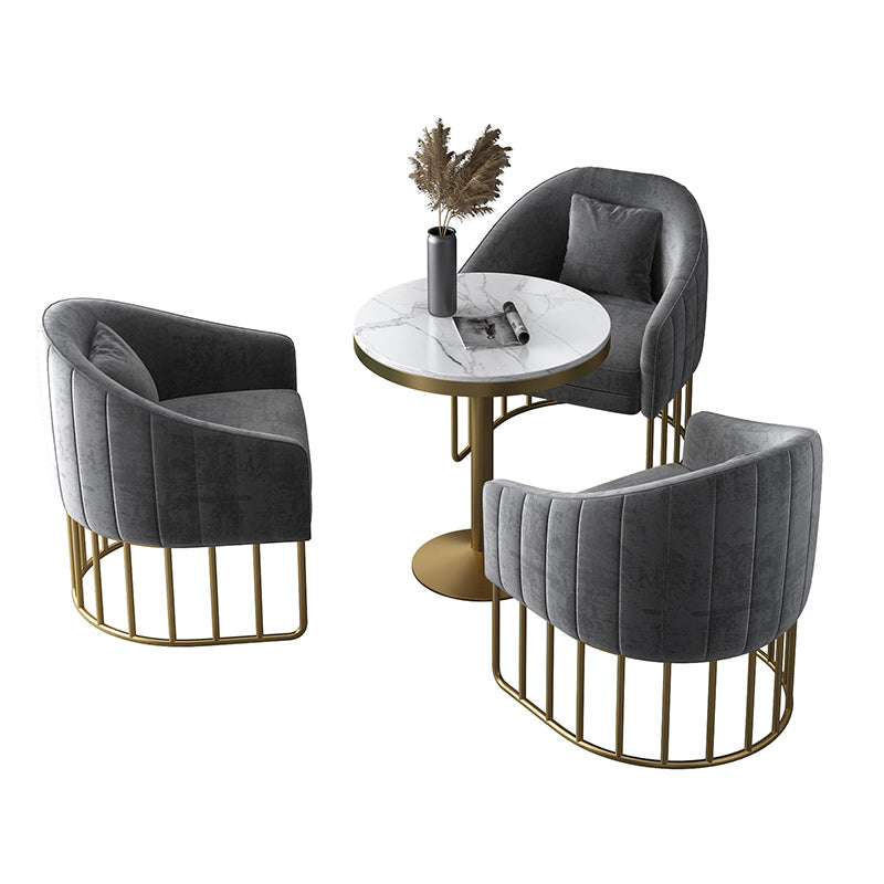 Velvet Arm Chair Sloped Arms Accent Chair with Basic Four Leg