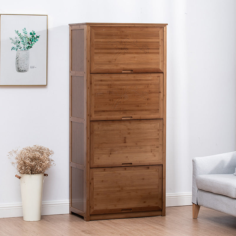 Mid-Century Modern Brown Accent Cabinet with Doors in Solid Wood