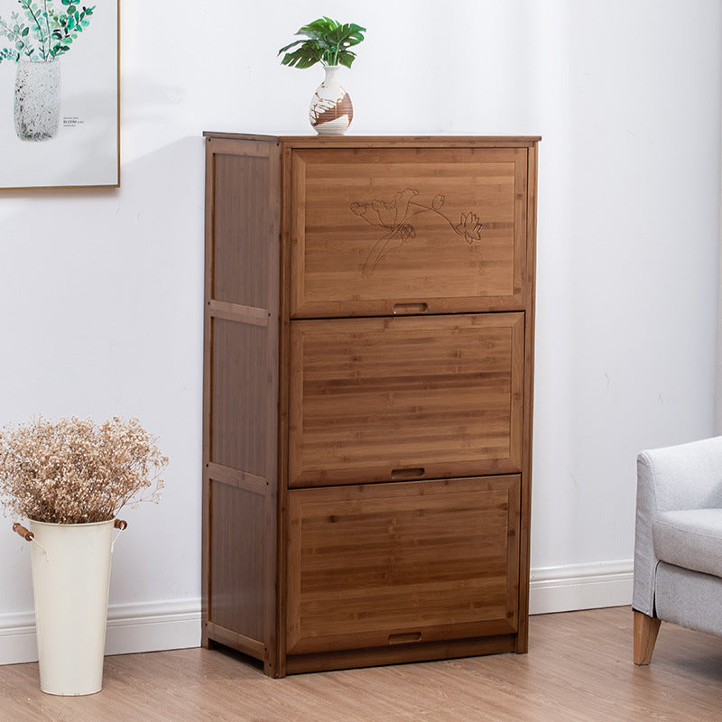 Mid-Century Modern Brown Accent Cabinet with Doors in Solid Wood