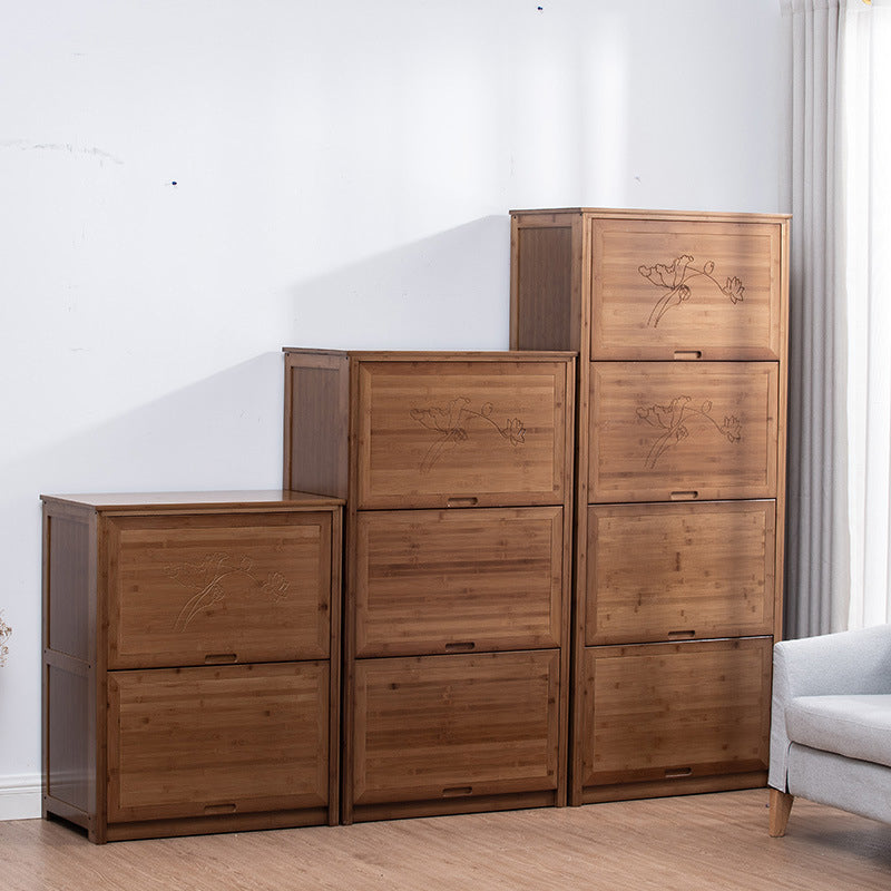 Mid-Century Modern Brown Accent Cabinet with Doors in Solid Wood