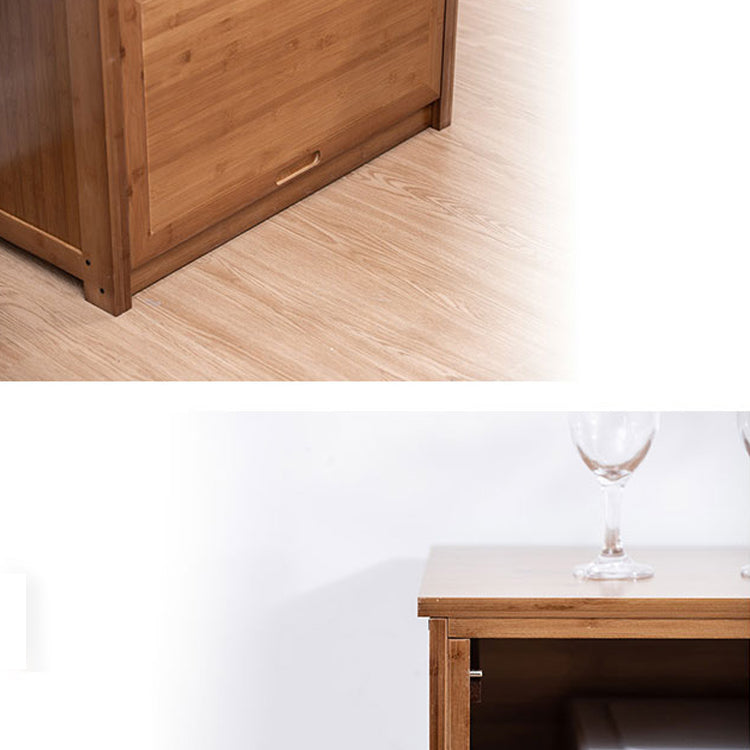 Mid-Century Modern Brown Accent Cabinet with Doors in Solid Wood