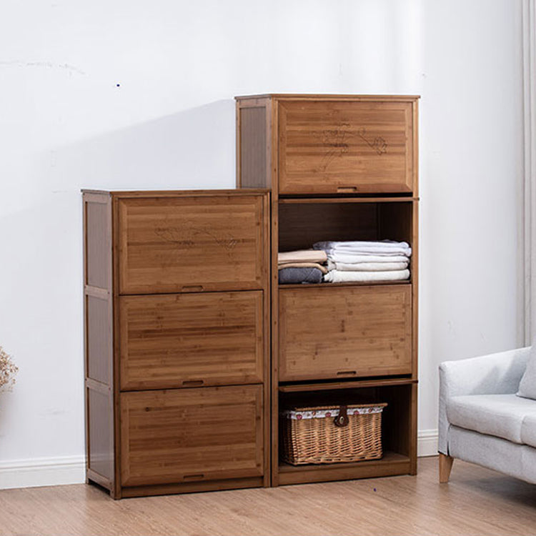 Mid-Century Modern Brown Accent Cabinet with Doors in Solid Wood