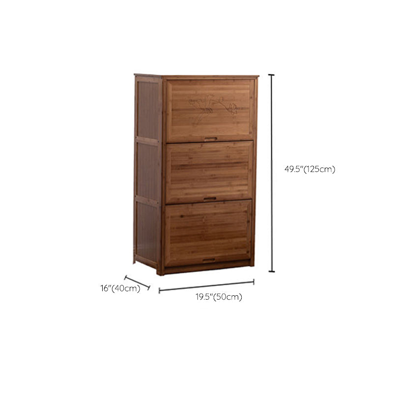 Mid-Century Modern Brown Accent Cabinet with Doors in Solid Wood