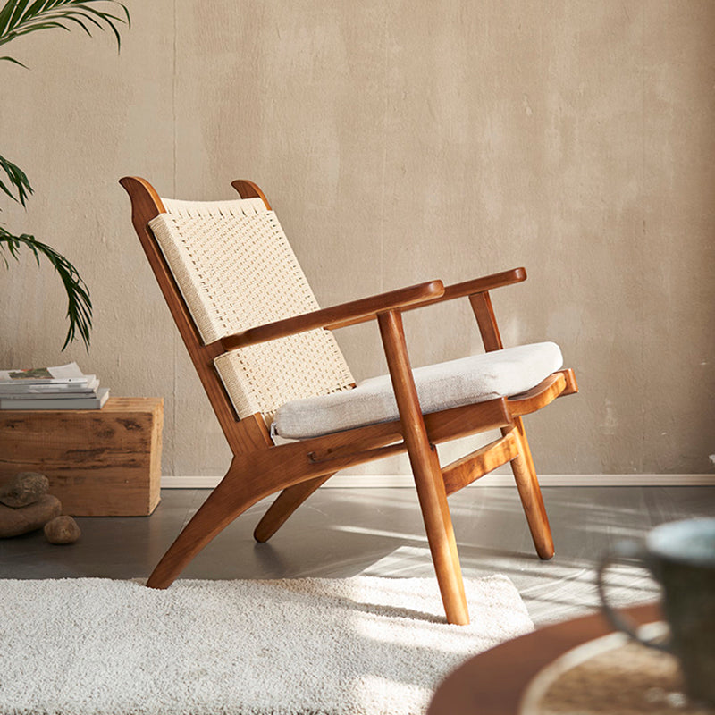 Arms Included Wood Square Arms Woven Back Lounge Accent Chair,30.70" W