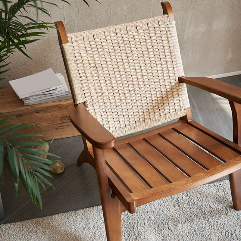 Arms Included Wood Square Arms Woven Back Lounge Accent Chair,30.70" W