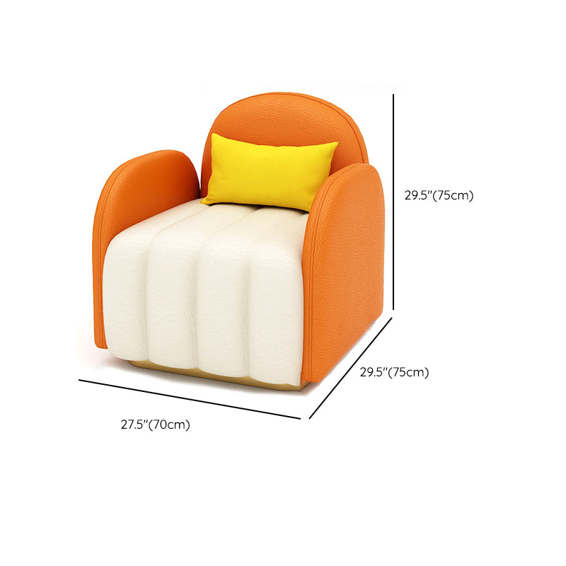 Contemporary Round Arm Standard Sofa  Tight Back Faux Leather Sofa