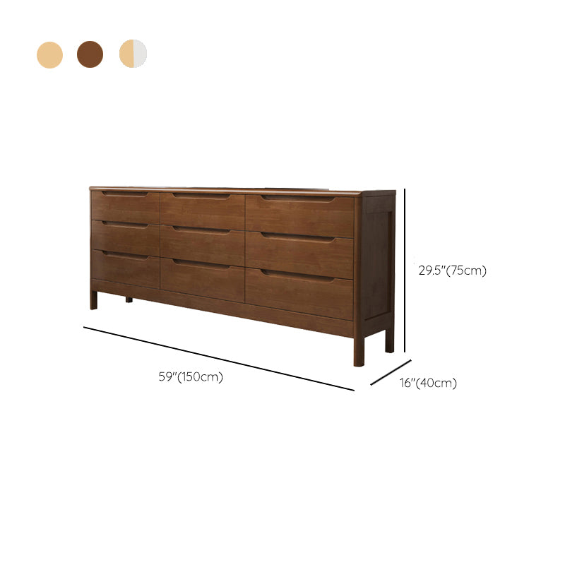 Mid-Century Modern Rectangle Chest with Drawers and Legs in Solid Wood