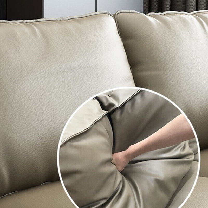 Nordic Pillows Recessed Arm Living Room Faux Leather Stationary Seating