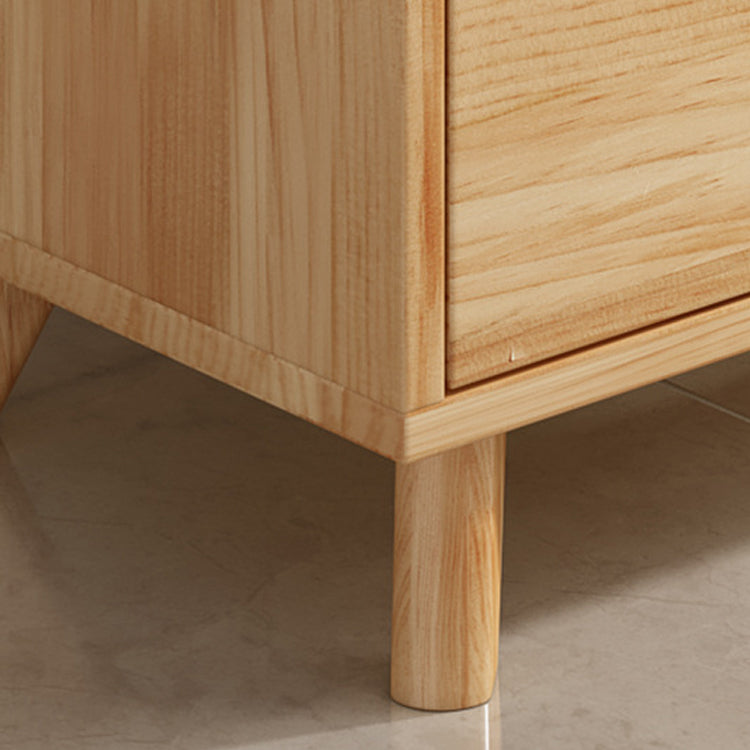 Rectangle Contemporary Natural Cabinet with Glass Doors and Drawers