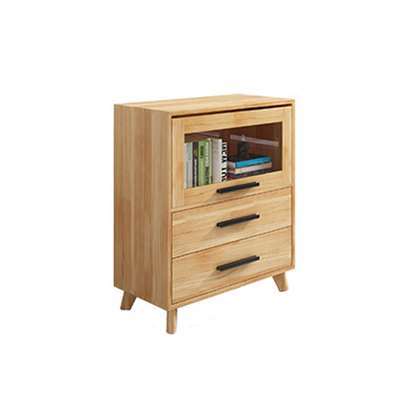 Rectangle Contemporary Natural Cabinet with Glass Doors and Drawers
