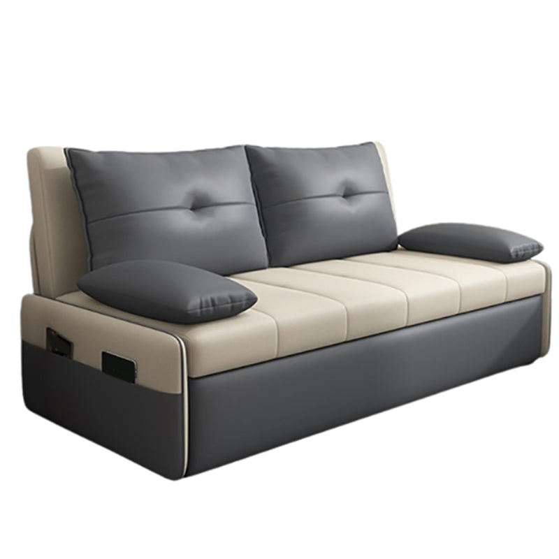 Scandinavian Sleeper Sofa Light Gray Sofa Bed  with Detachable Mattress