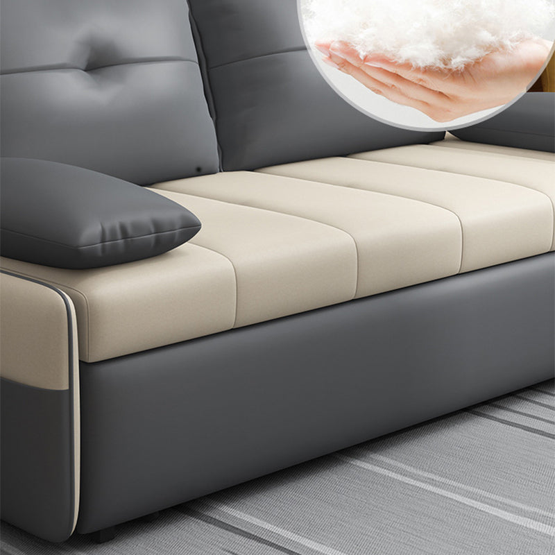 Scandinavian Sleeper Sofa Light Gray Sofa Bed  with Detachable Mattress