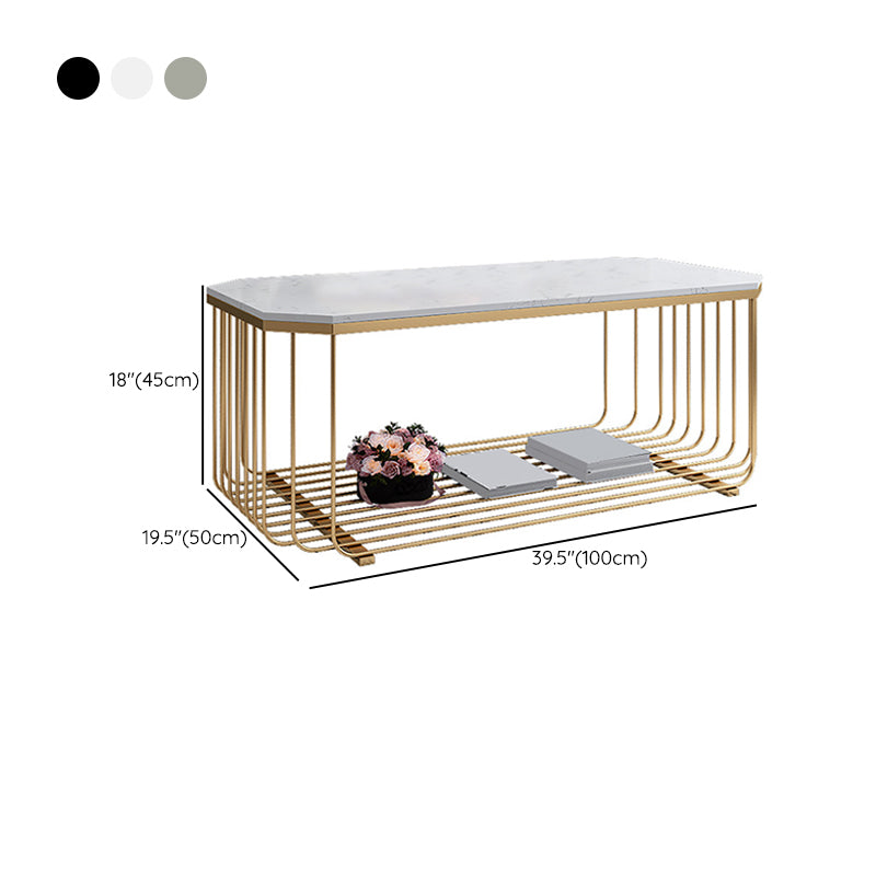 Gold Metal Frame Coffee Table Luxurious Cocktail Table with Storage