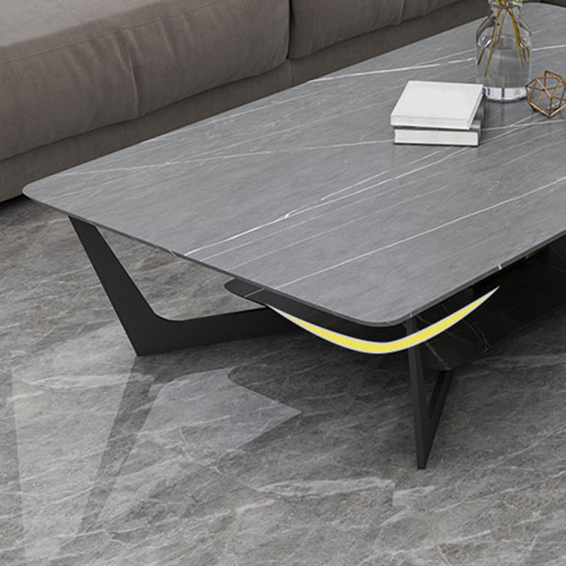 Cross Legs Coffee Table with Shelf Luxurious Metal Cocktail Table