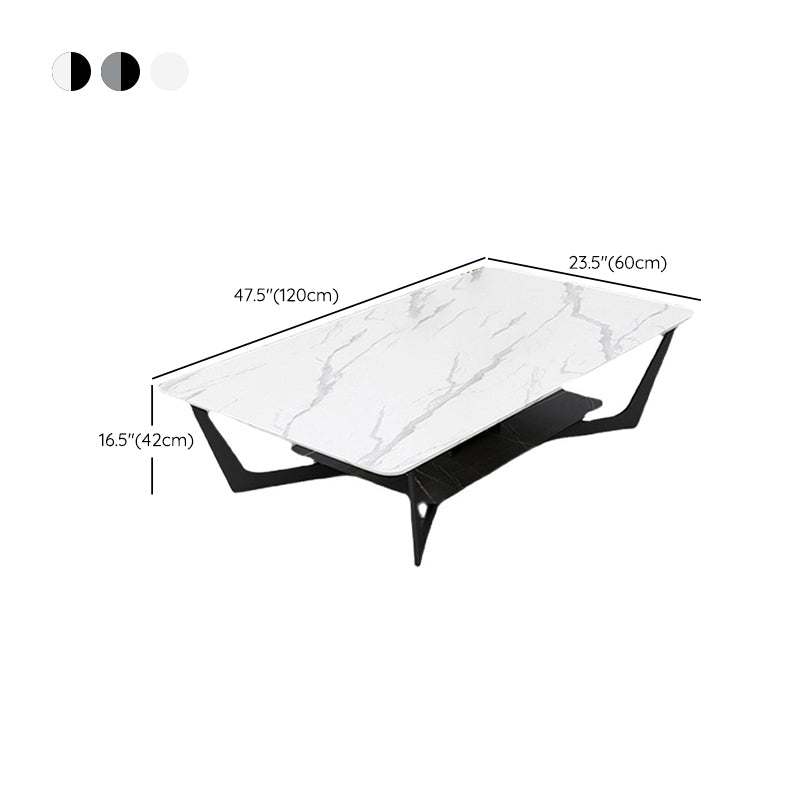 Cross Legs Coffee Table with Shelf Luxurious Metal Cocktail Table