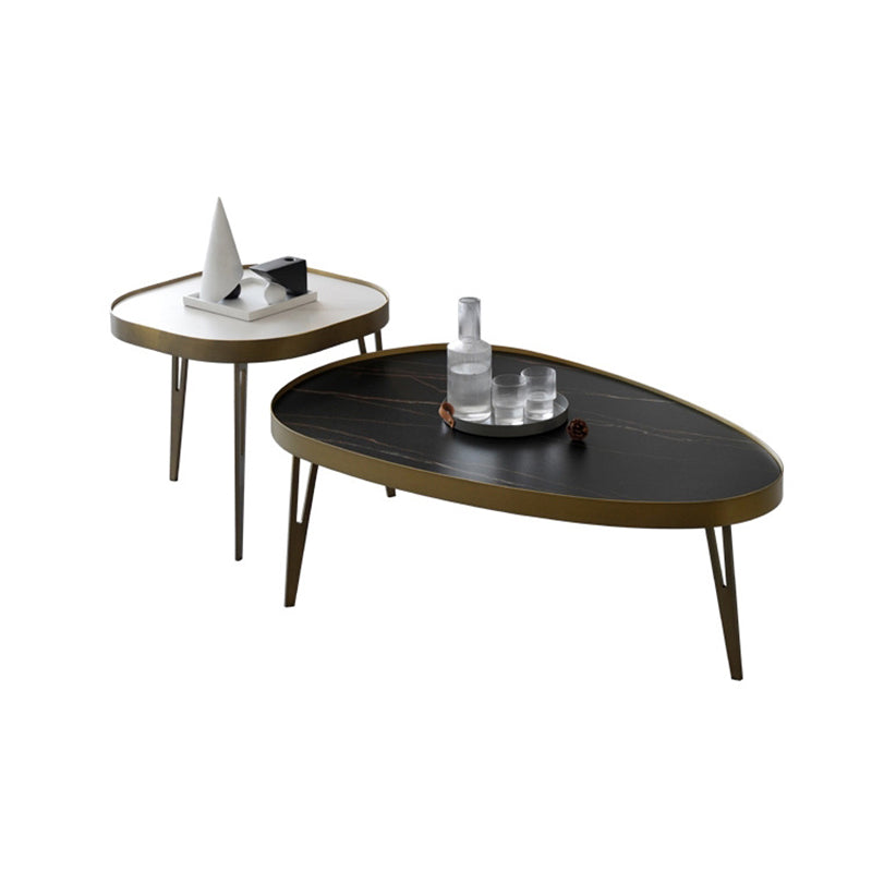Glam Cocktail Table 3 Legs Faux Stone Oval/Square Coffee Table