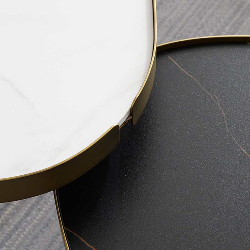 Glam Cocktail Table 3 Legs Faux Stone Oval/Square Coffee Table