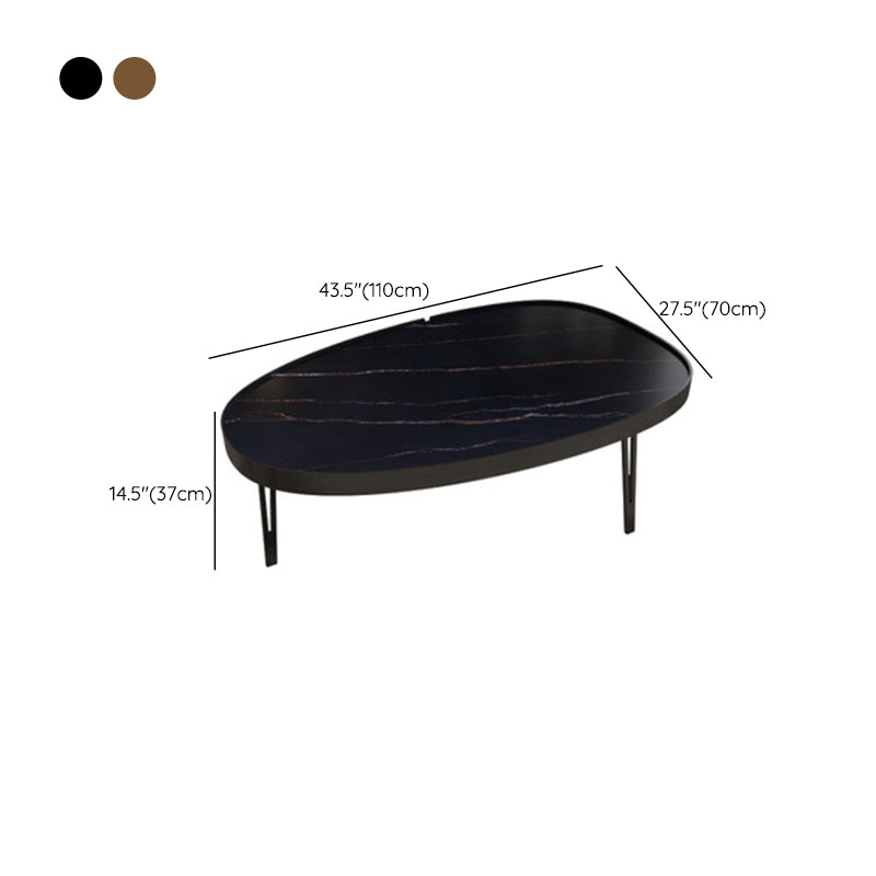 Glam Cocktail Table 3 Legs Faux Stone Oval/Square Coffee Table
