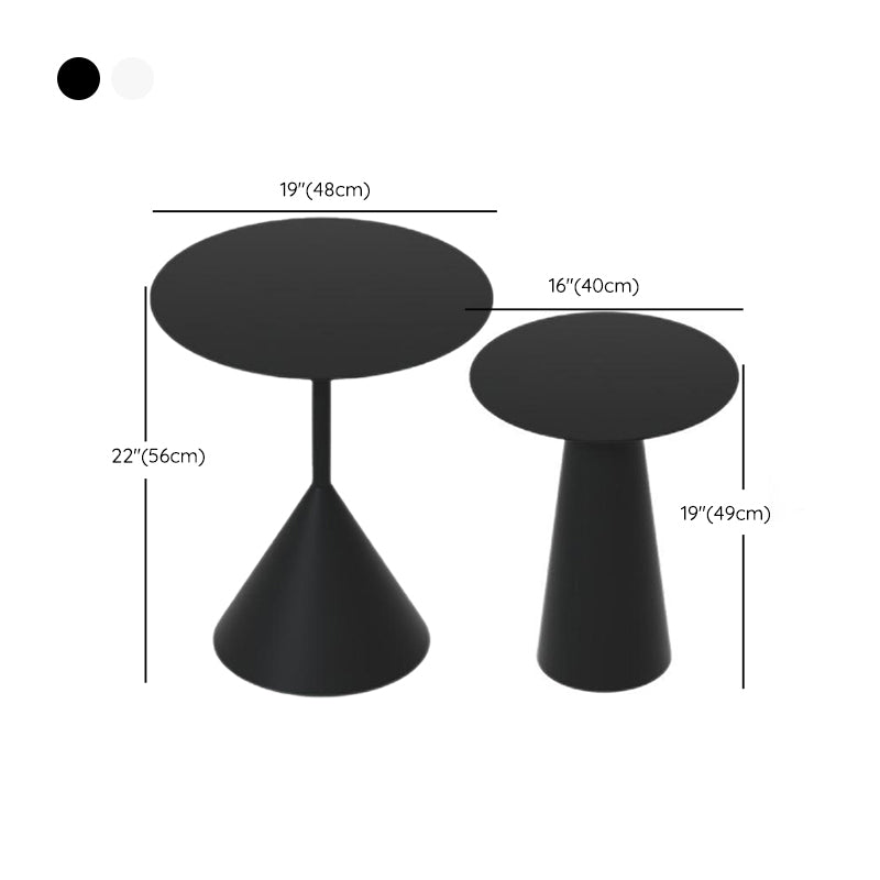 Pedestal Black/White Coffee Table Metal Minimalist Cocktail Table