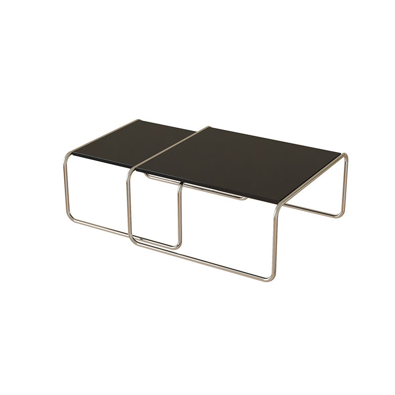 Square Steel Sled Coffee Table Modern 2 Nesting Cocktail Table