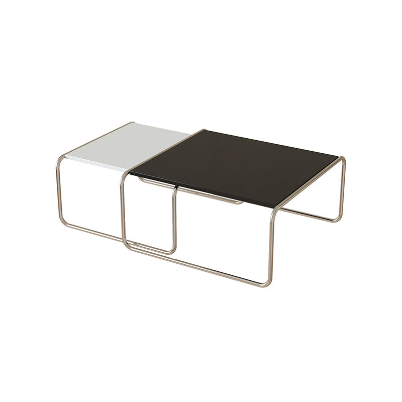 Square Steel Sled Coffee Table Modern 2 Nesting Cocktail Table