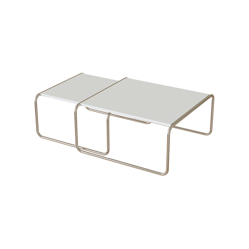 Square Steel Sled Coffee Table Modern 2 Nesting Cocktail Table