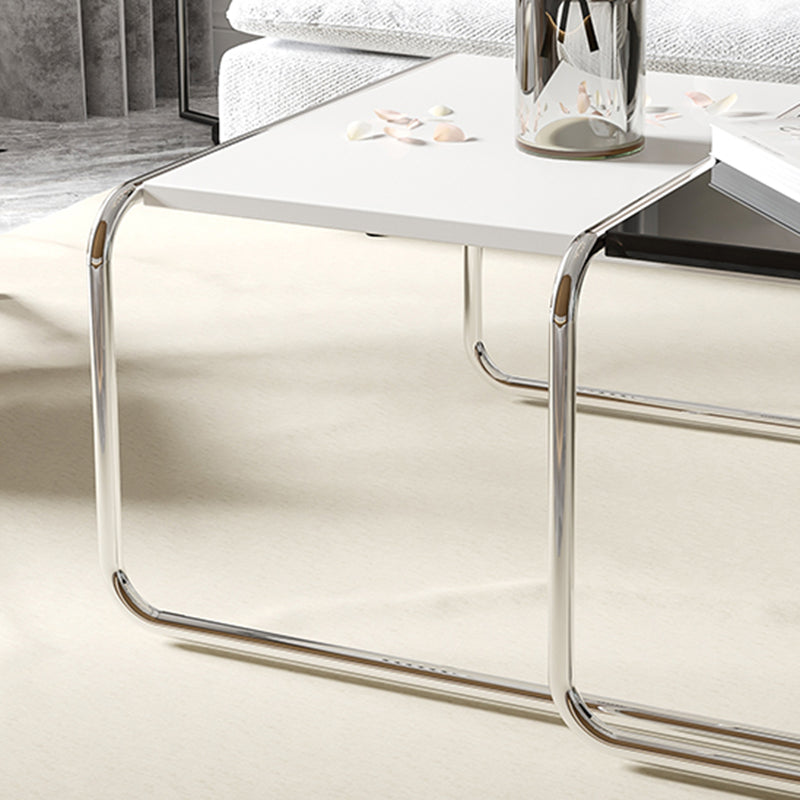 Square Steel Sled Coffee Table Modern 2 Nesting Cocktail Table