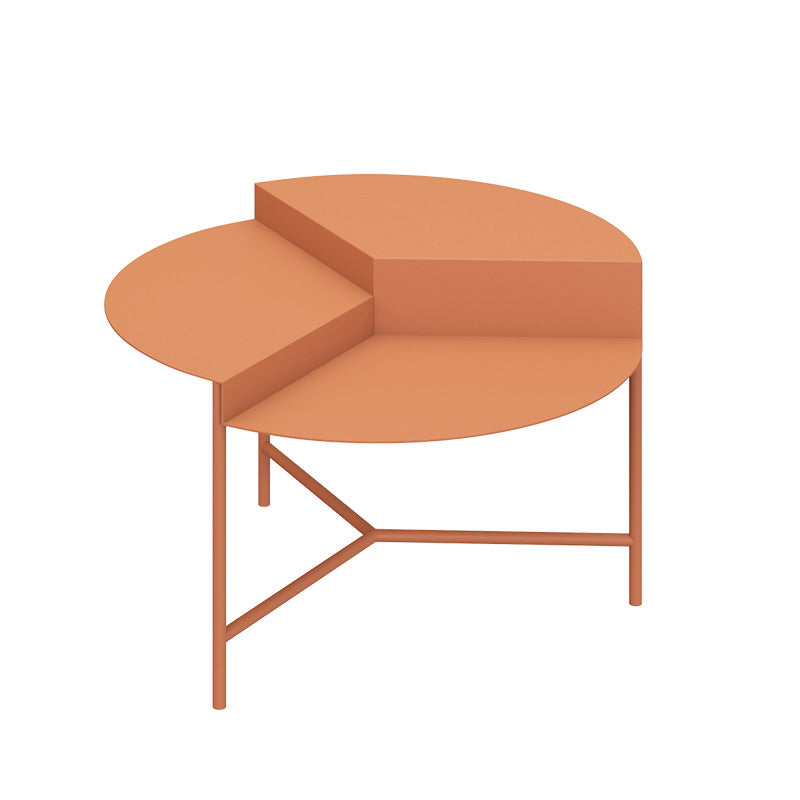 Metal Frame Coffee Table Mid-century Modern Round Cocktail Table