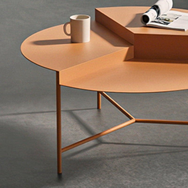 Metal Frame Coffee Table Mid-century Modern Round Cocktail Table