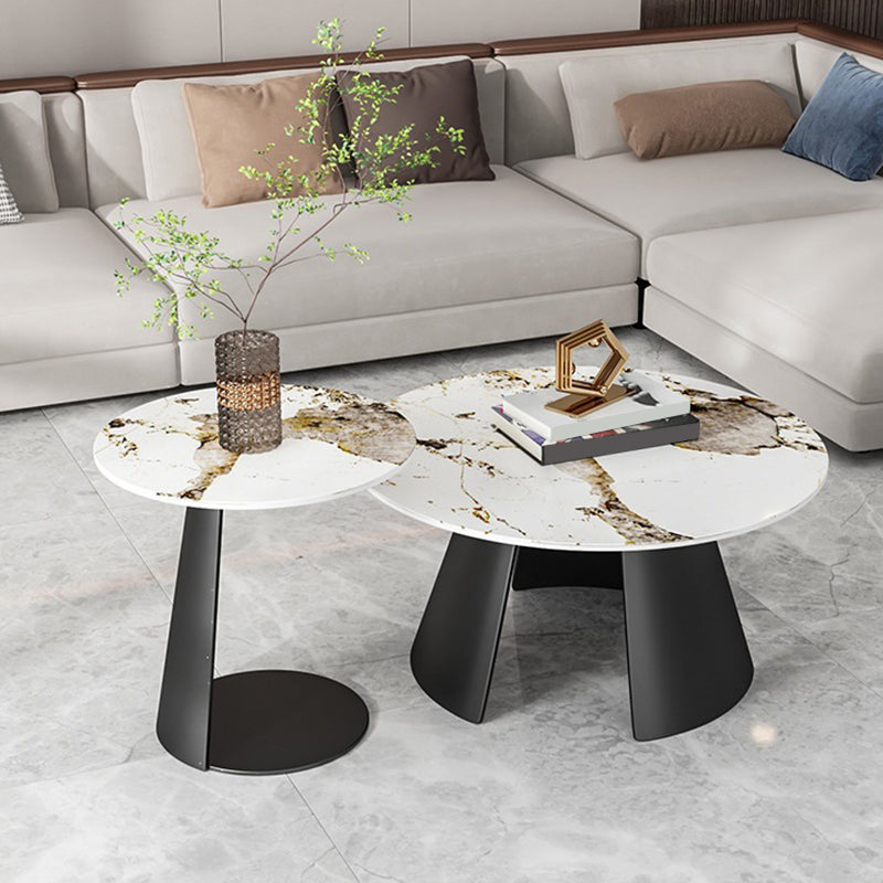 Glam Cocktail Table Pedestal/3 Legs Slate Round Single Coffee Table