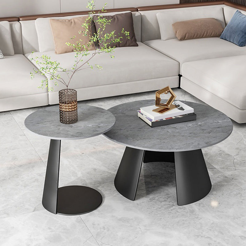 Glam Cocktail Table Pedestal/3 Legs Slate Round Single Coffee Table