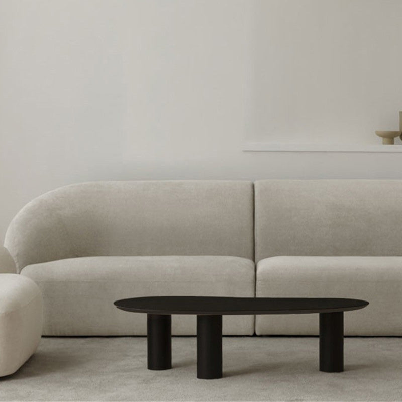 Minimalist Wood 3 Legs Coffee Table 13" H Cloud-Shaped Cocktail Table