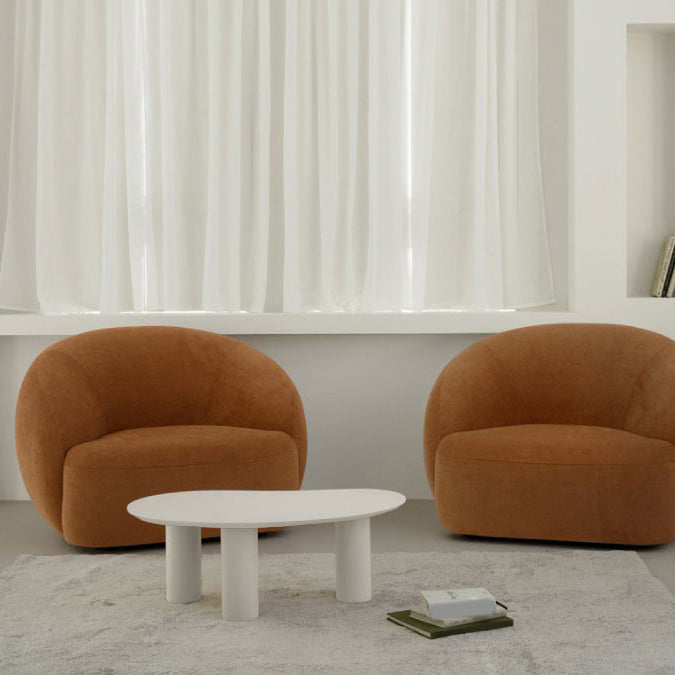 Minimalist Wood 3 Legs Coffee Table 13" H Cloud-Shaped Cocktail Table