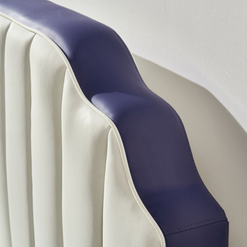 Stepped Glam Standard Bed Beige with Headboard Bed Frame Panel